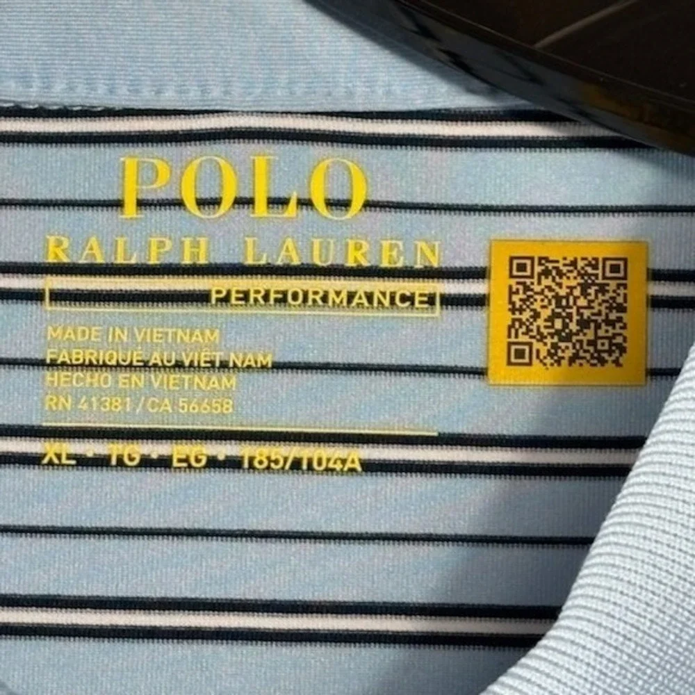 Polo Ralph‎ Lauren Men's Size XL Blue Striped Performance Golf Polo Shirt